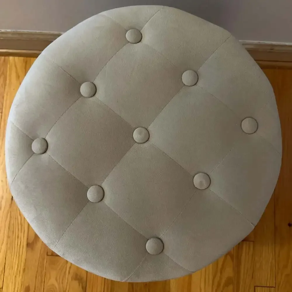 Ornavo Home Round Tufted Storage Ottoman Grey